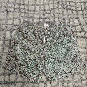 Derek Rose London Geometric Swim Trunks Mens Size XL Orange Teal Mesh Lined
